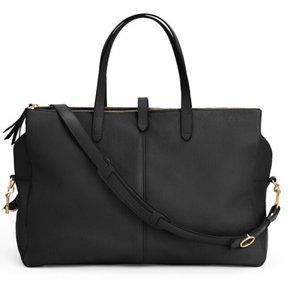 NEW Cuyana Black Leather Triple Zipper Weekender Duffle Travel Bag